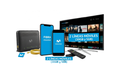 Oferta Movistar Fibra 1GB + 2 Móviles GB Ilimitados + TV